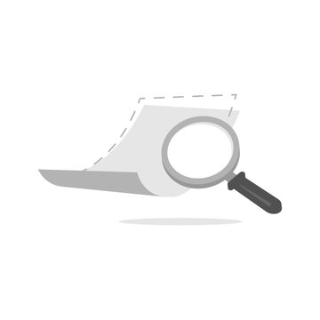 recommend clip art: empty state illustration a silhouette of a document and magnifying glass, no document or data found. Ideal for concepts such as missing files, unavailable, search no result, errors in apps or websites