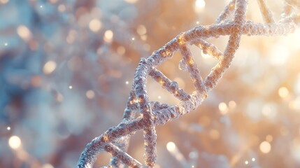 Close-up of a DNA Double Helix with Bokeh Background