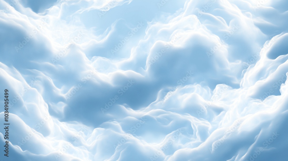 Poster airy sky blue abstract design with wispy cloud shapes blending into soft gradients, creating a calm 