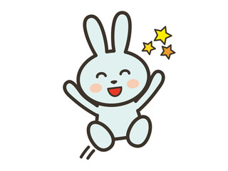 ジャンプして大喜びするかわいいうさぎさんのイラスト