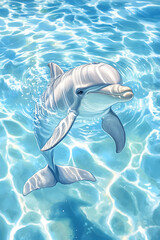 Obraz premium Dolphin Swimming in the Ocean: A Captivating Underwater Image