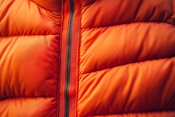 Vibrant Orange Puffer Jacket Detail
