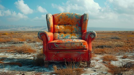 Lonely Chair in a Desert Landscape