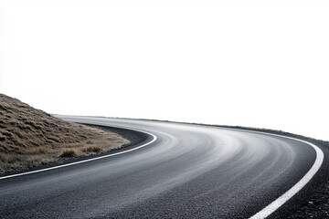 Curved Road in Foggy Landscape