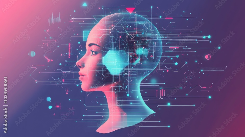 Poster artificial intelligence and deepfake technology concepts represented in a vertical design