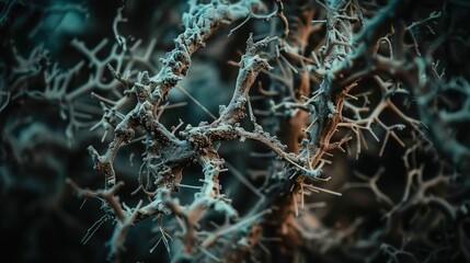 Ancient microbes under microscope reveal intricate cellular structures, showcasing their mysterious and ancient nature, ideal for scientific and educational content.