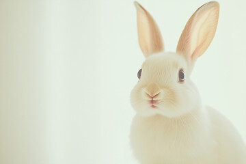 Obraz premium Cute White Bunny Close-Up