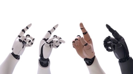 Human and Robot Fingers Touching on Clear Background Generative AI