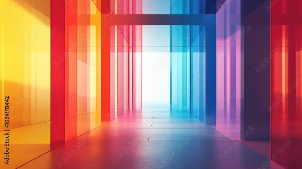 Poster colored glass illusions with an infinite background colorful banner featuring a web frame providing 