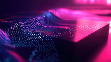 Minimalist edge computing device featuring a sleek design and abstract representation of data flow