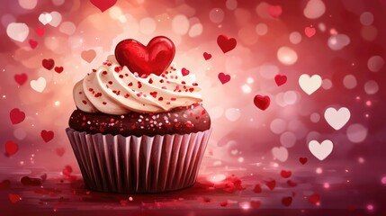 Romantic cupcake illustration for Valentine s Day celebration