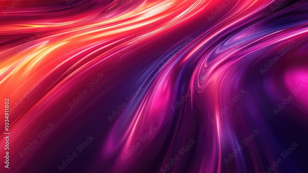 Poster radiant neon waves in shades of red and violet create a dynamic sense of movement and vibrancy