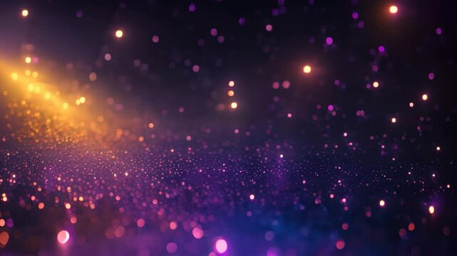 A Videograph capturing the blurred effect of vibrant lights against a dark backdrop, Abstract background with a multitude of tiny, scattered dots