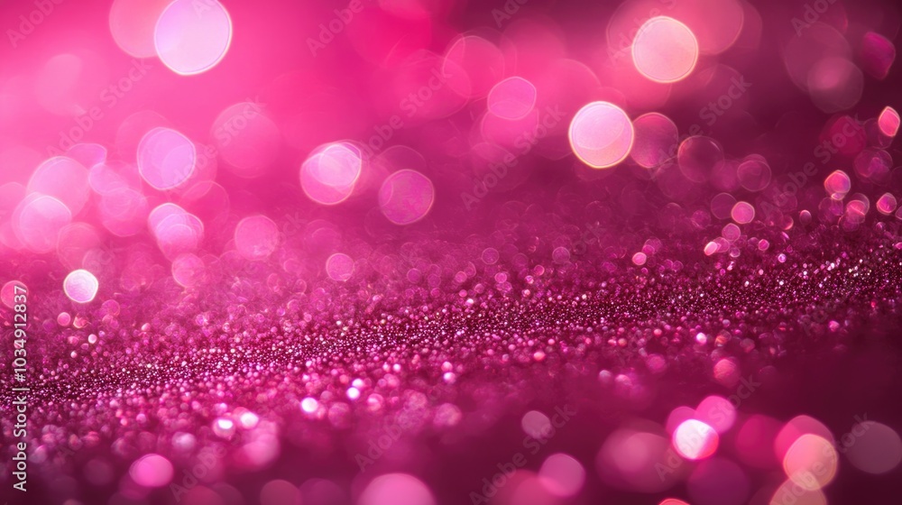 Poster abstract pink glitter bokeh background featuring shimmering lights and sparkles evoking a festive an