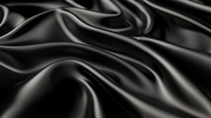Fototapeta premium Elegant black satin cascades beautifully offering a refined texture and a sophisticated backdrop that conveys depth