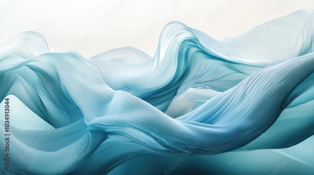 Poster abstract cool toned shapes create waves and ripples depicting dynamic movement