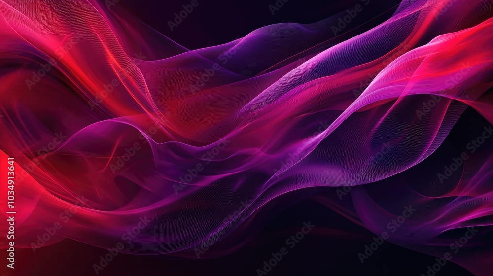 Poster radiant neon waves in shades of red and violet create a dynamic sense of movement and vibrancy