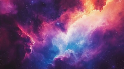 Naklejka premium Vibrant cosmic nebula with colorful clouds Starry night in the cosmos Celestial scene inspired by astronomy Supernova themed backdrop for wallpaper
