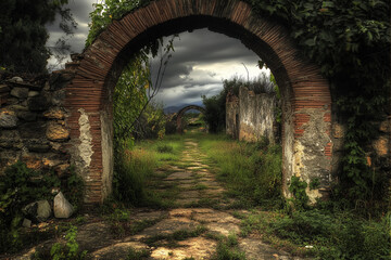 Fototapeta premium Abandoned Pathway Through Ruins