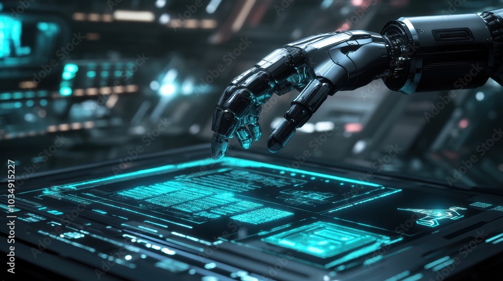 Poster high-tech robotic arm demonstrating precision and advanced functionality in a cutting-edge engineeri