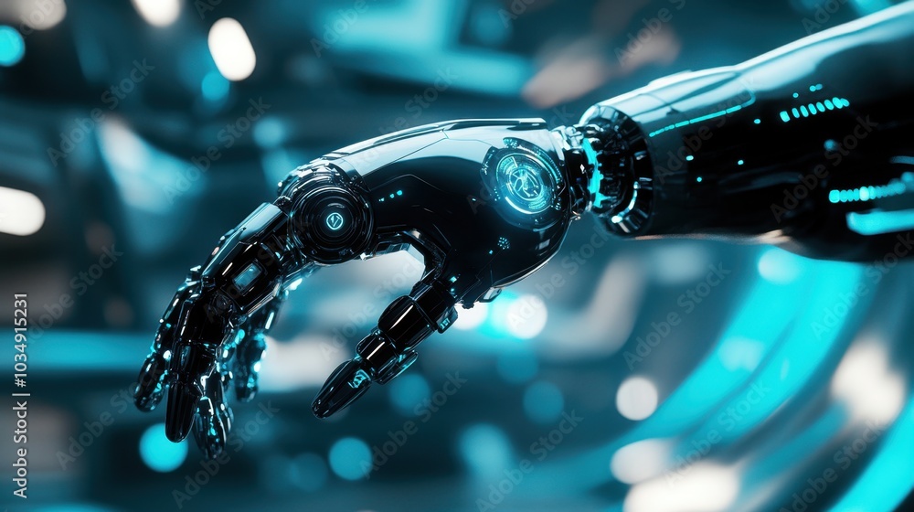 Poster high-tech robotic arm demonstrating precision and advanced functionality in a cutting-edge engineeri