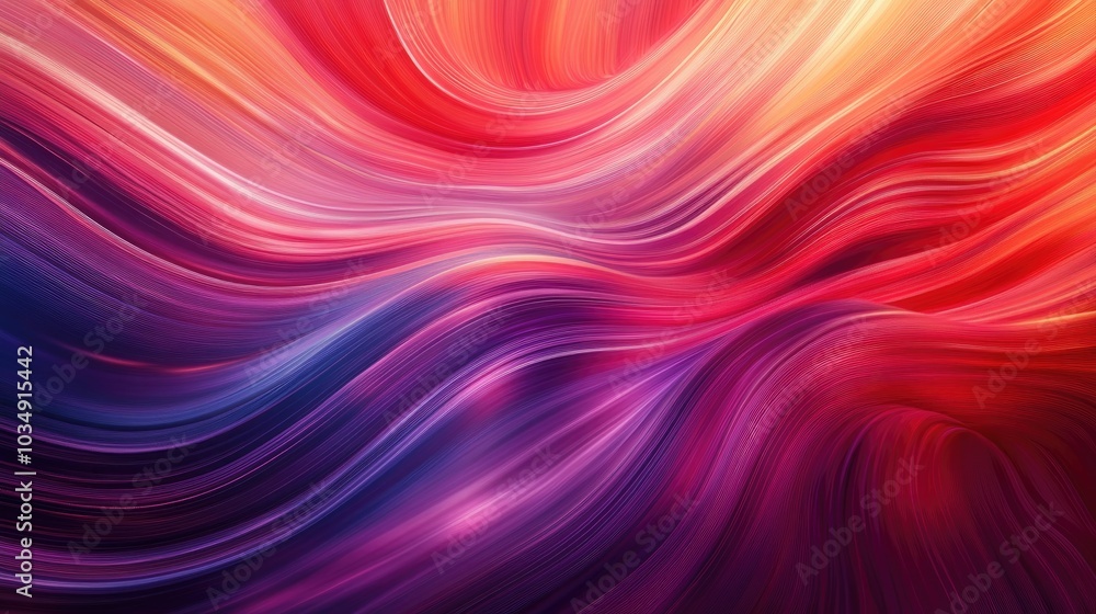 Poster radiant neon waves in shades of red and violet create a dynamic sense of movement and vibrancy