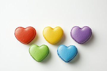 Fototapeta premium Colorful Heart-Shaped Macarons Display