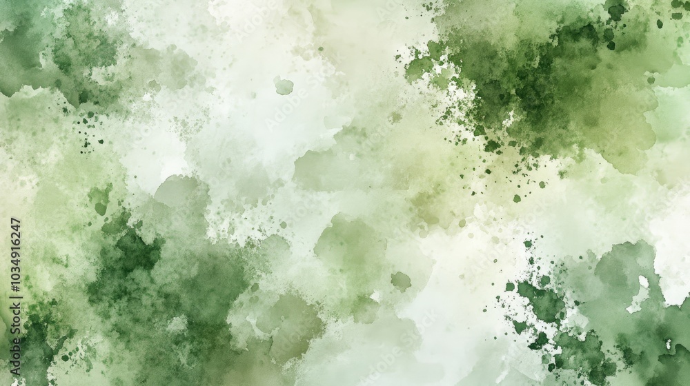 Poster a watercolor background featuring soft green tones that emulate the intricate texture of moss perfec
