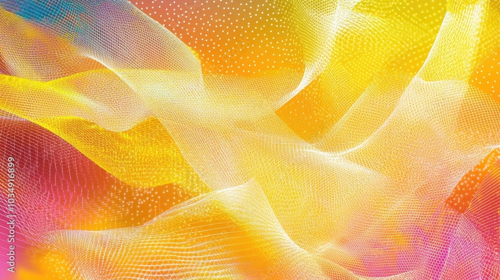 Aufkleber vibrant background featuring a yellow and white net design with a spectrum of colors