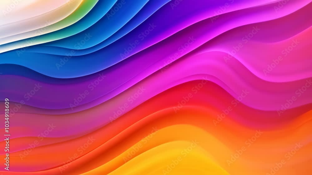 Poster A Video showcasing a vibrant multicolored background with dynamic wavy lines, An abstract background with layered rainbow colors