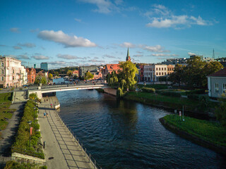 Naklejka premium Island in the city of Bydgoszcz on the Brda River, Poland.