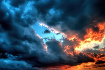 Cielo rojizo con nubes. Atardecer en el cielo. Amanecer en el cielo.