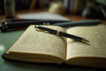 Libreta con texto escrito en bol&iacute;grafo. Caligraf&iacute;a bonita. 