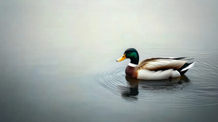 Obraz premium Sleeping duck floating in the calm water