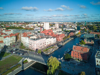 Fototapeta premium Island in the city of Bydgoszcz on the Brda River, Poland.