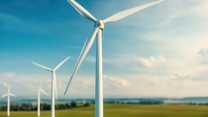 Fototapeta premium Biofuel plant with wind turbines, renewable energy concept, Fuel Processing Technology 