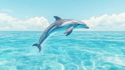 Obraz premium Dolphin Leaping Out of the Water