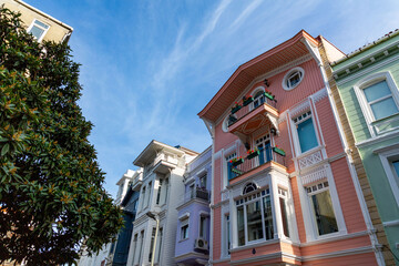 Fototapeta premium Historical streets of Arnavutkoy, an affluent district and a popular touristic spot in Besiktas, Istanbul, Turkiye