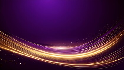 Abstract golden light swirls on purple background, beautiful and elegant background full of sparkles and glow, luxury and premium vibes