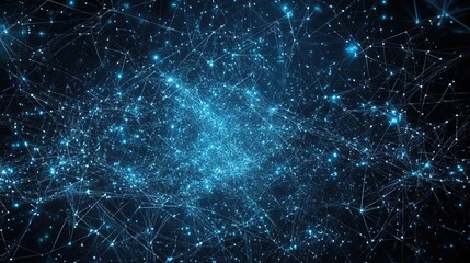 Abstract Blue Network of Stars and Connections