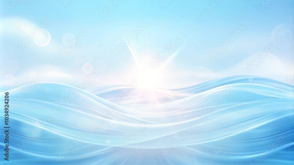 Aufkleber Blue and white liquid color blur abstract background wallpaper. Abstract blue background with waves and curves. Abstract background with translucent neon colored waves on white background