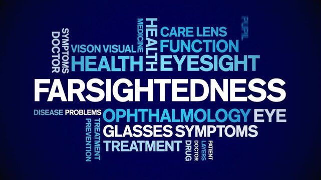 Farsightedness animated word cloud;text design animation tag kinetic typography seamless loop.