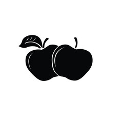 silhouette of two fresh apples,logo,vector illustration,on white background
