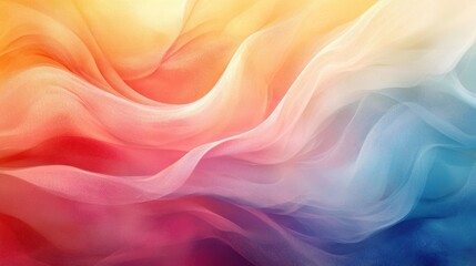 Obraz premium A colorful, abstract wave of soft hues blends smoothly from red to blue, creating a serene and fluid visual effect.