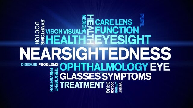 Nearsightedness animated word cloud;text design animation tag kinetic typography seamless loop.