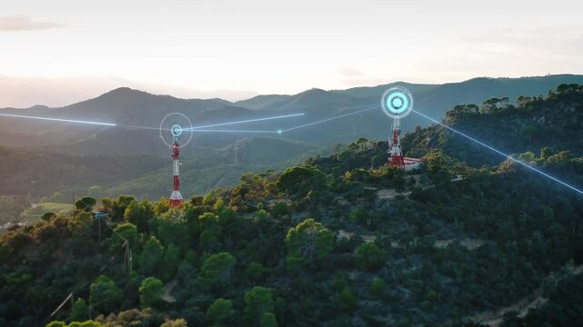 Telecommunication tower 5G 6G radio network smart antennas installed connected