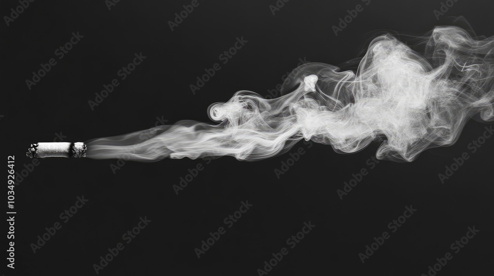 Poster mystical smoke rises and swirls, blending into the shadows and light on a single-colored background,