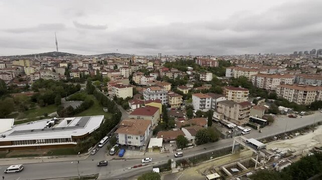 City Landscape With Roads, Skyscrapers, Buildings in Istanbul Turkiye