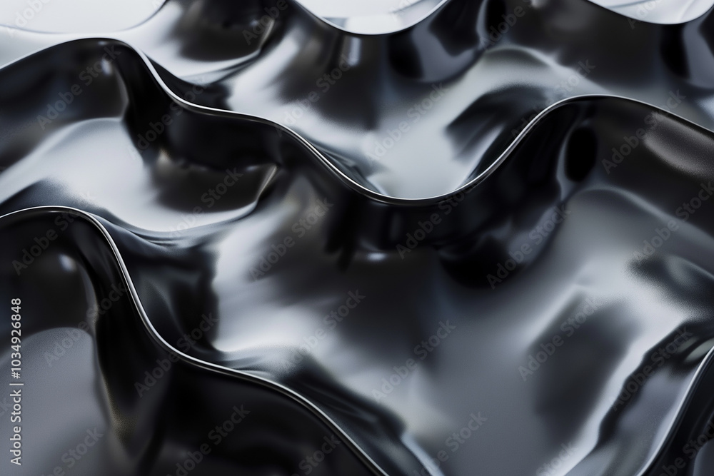Poster abstract background with 3d wavy forms in a combination of matte and glossy textures.