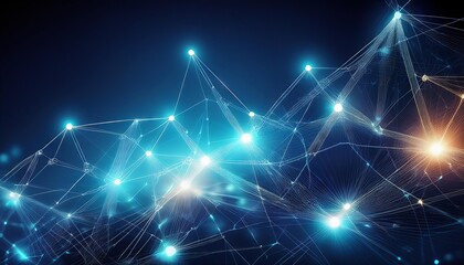 Abstract digital network with glowing nodes and lines